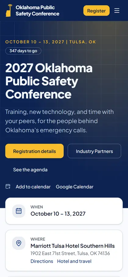 The conference home page on a phone